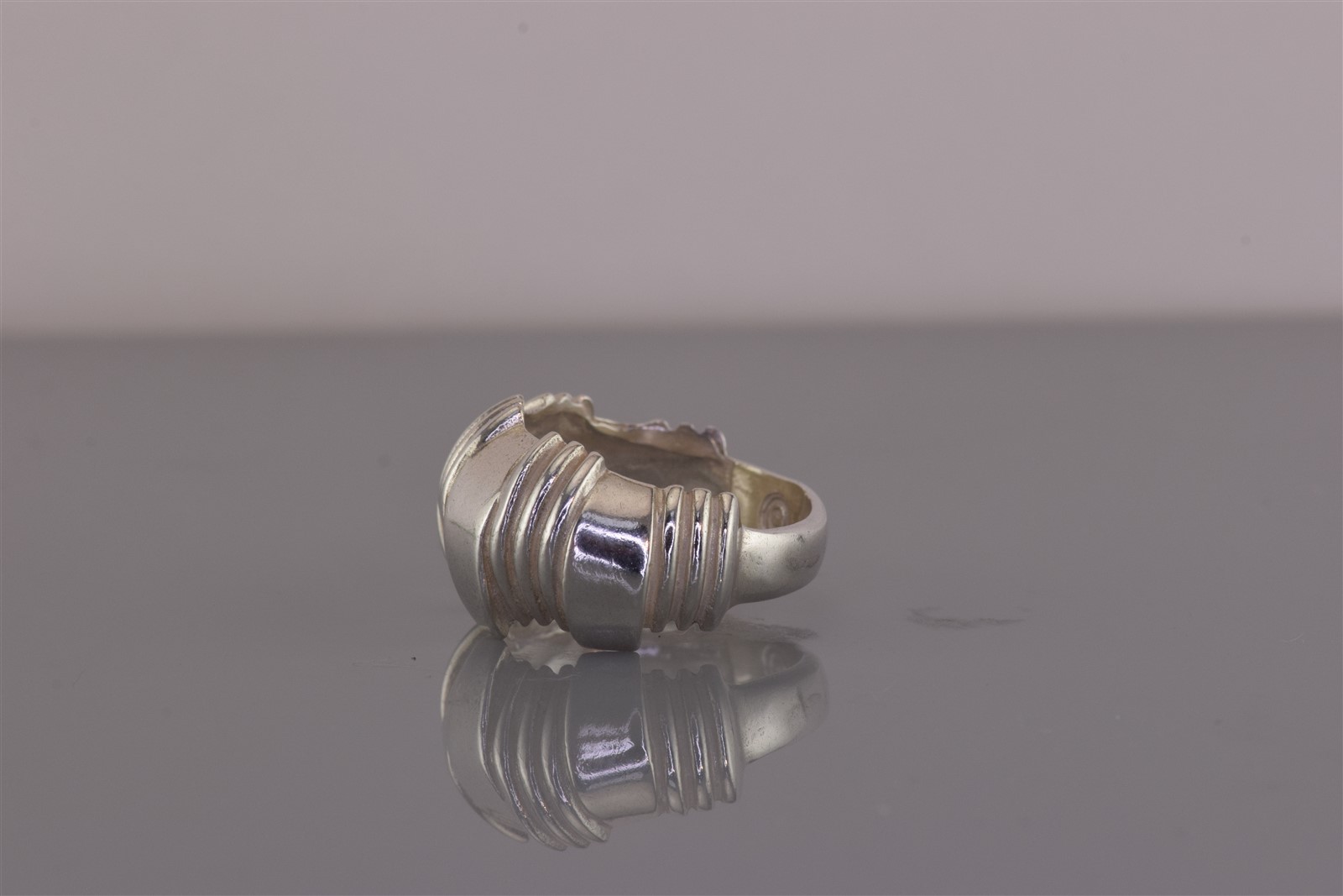 Sterling Silver 12mm Rounded Ribbed Offset Panels… - image 5