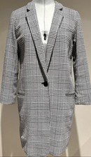 Calvin Klein Women  s Black  White Houndstooth Blazer Jacket Size S
