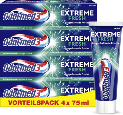 Odol-Med3 Zahnpasta Extreme Fresh, Starke Frische, Atemschutz, Kariesprophylaxe,