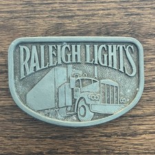Vintage Belt Buckle Raleigh Lights Trucking Trucker Advertisement 1970s American