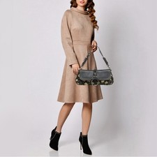 Dolce & Gabbana Floral Canvas & Leather Shoulder Bag Black Multi EUC MSRP $2200