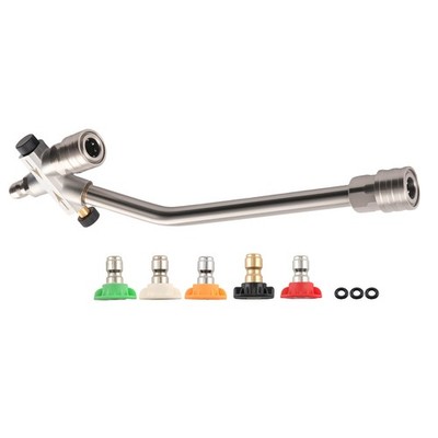 Dual-use Foam Spray Wand Dual Connect Double Tip + 5 Nozzles 4000 PSI Stainless