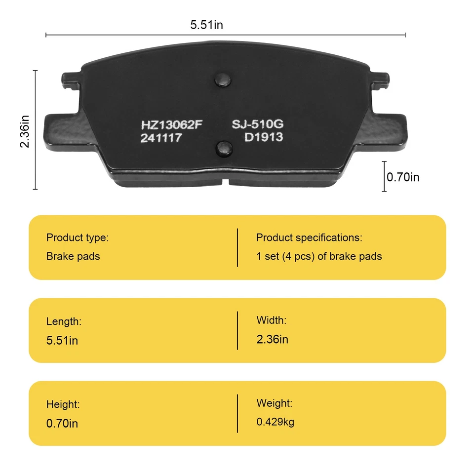 Front & Rear Ceramic Disc Brake Pads For GMC Terrain Chevy Malibu Equinox - Image 3 of 4