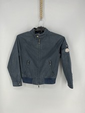 Moncler Kids Jacket Size 10Y 140 Blue Cotton Bomber Full Zip Logo Patch Italy