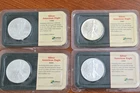 Littleton American Eagle Silver 0.9993 1 oz x4 Lot 1987 1998 1999 2000