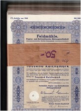 Händler-Lot 100 Feldmühle, Papier...AG, Stettin-Odermünde 1943, TS 1000 RM, VF/