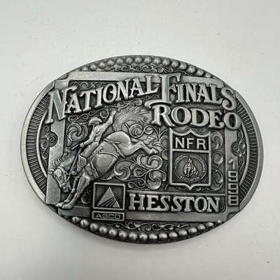 Advertising Hesston NFR National Finals Rodeo Belt Buckle Agco 1998 Adult Size