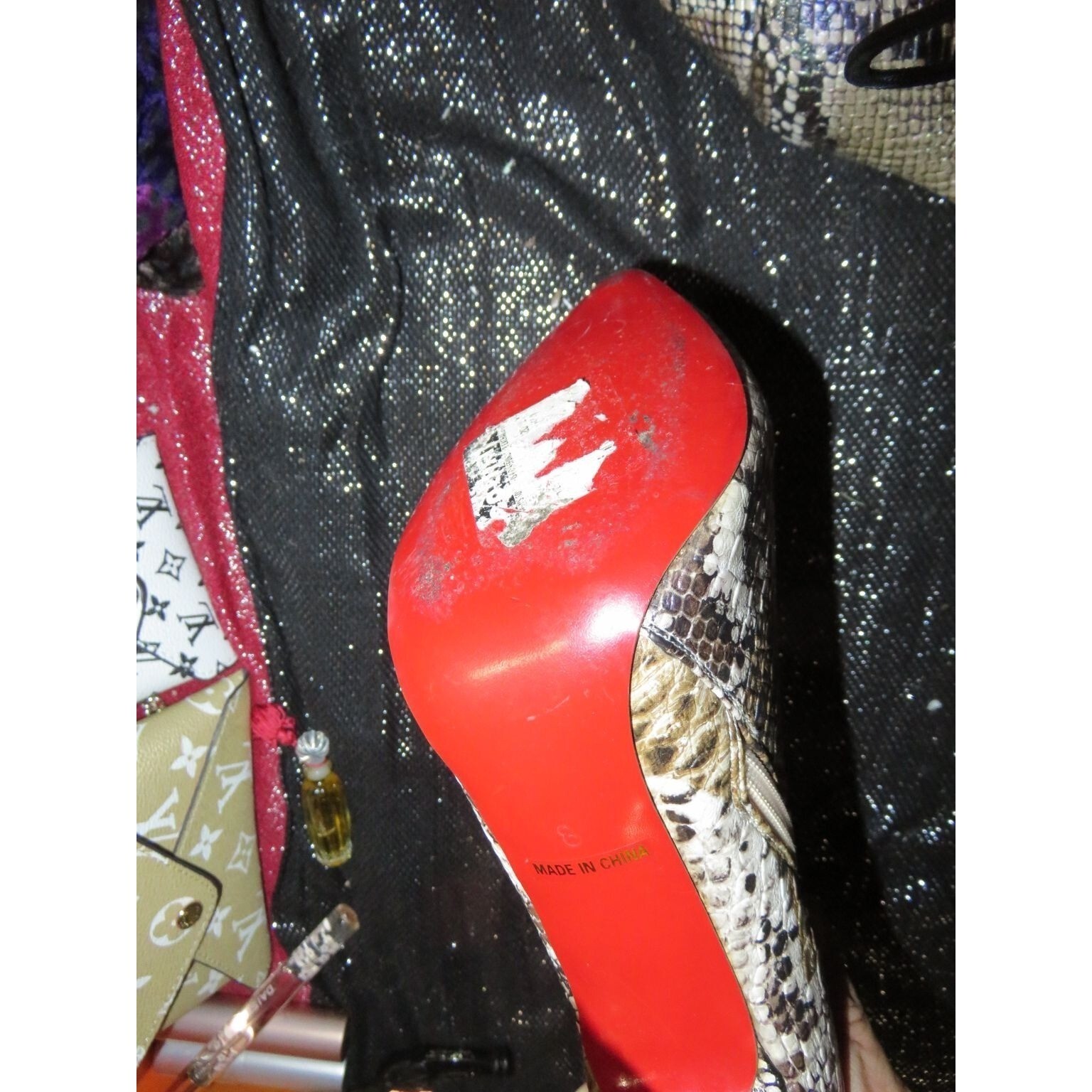 Python Embossed Faux Vegan Leather Stiletto Booti… - image 13