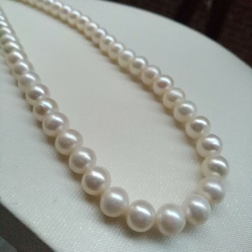 Classic AAA+ 8-9mm Natural Round White South Sea Pearl Necklace 21" - Picture 6 of 6