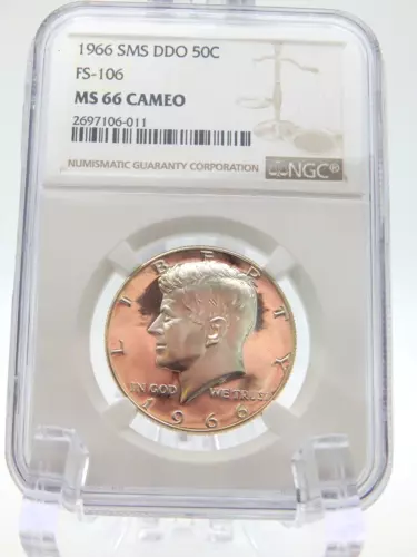 1966 Kennedy Half Dollar SMS DDO 50 Cents  FS-106  NGC MS 66 CAMEO    (BT691)