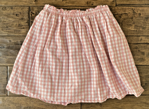 BCBG Girls Gingham Skirt sz Large White/Pink Pull On Elastic Waistband Lined - Picture 2 of 9