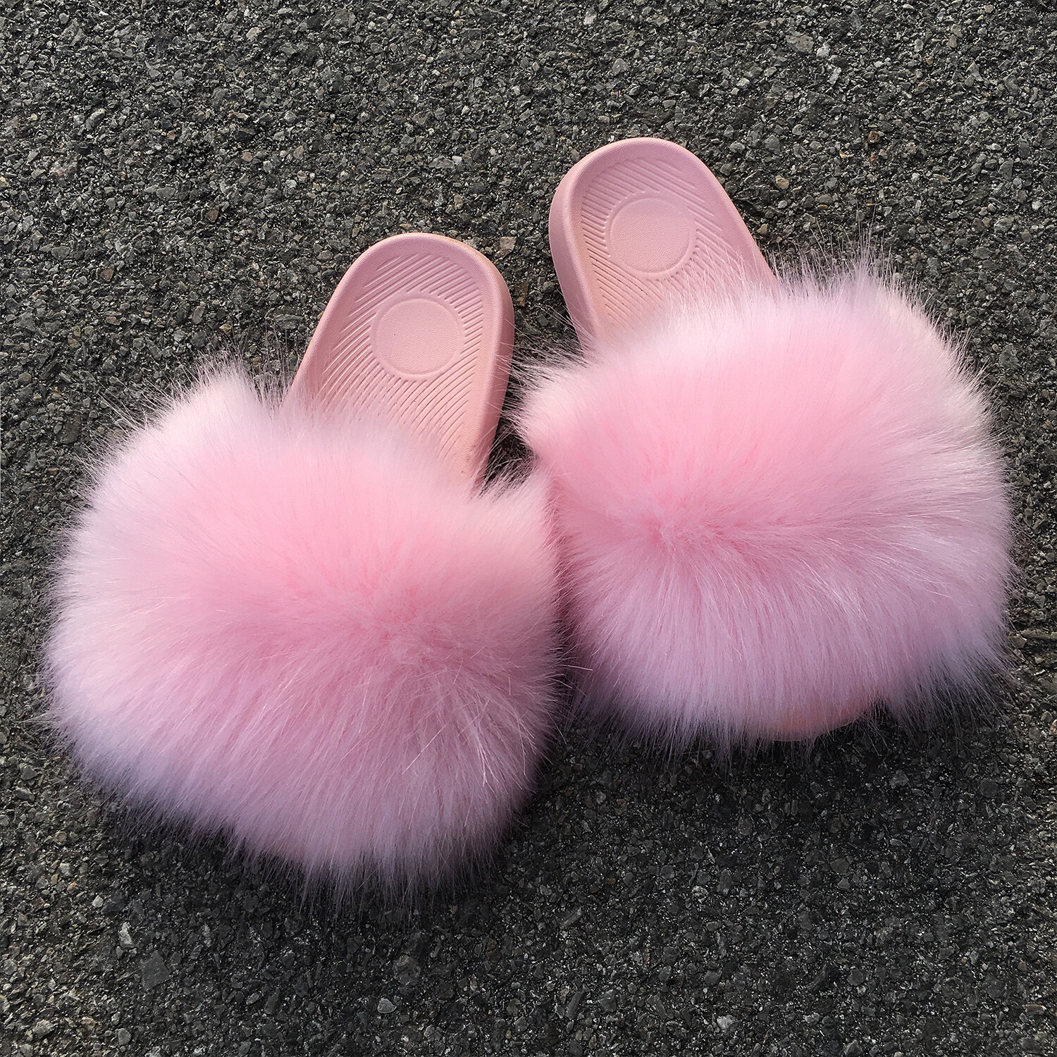 SAOLA Pantofole pelliccia pelosa sandali volpe finta suola colorata peluche pelliccia procione scivoli piatti