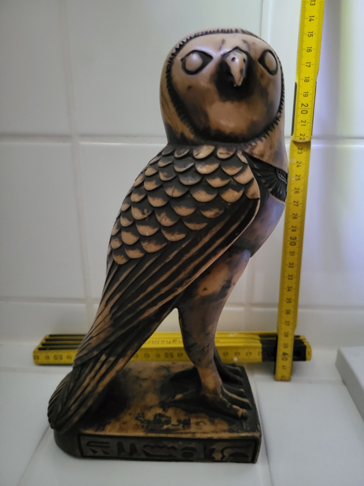 Ägyptischer Falke Unikat Alabaster Gott Horus aufgehende Sonne Deko Weihnachten