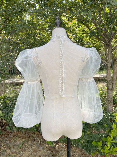 Ivory Wedding Jacket Long Sleeves Bolero Accessories Sequined Bridal Jackets - Picture 3 of 5