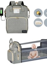 Multi-Function Diaper/Baby Backpack W/Changing Napping Station-GreyStation