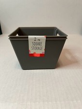 Small Square Plastic Horizontal Storage Organizer Basket 2 Pack Gray
