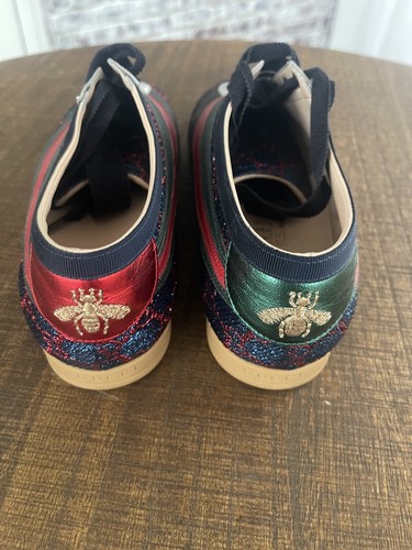 GUCCI Falacer GG Lurex Web Sneaker 493713 Size 39.5 Excellent Condition - Picture 10 of 15