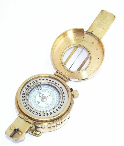 Solid Brass British Prismatic Engineer's WW2 Compass Replica Antique Nautical - Picture 4 of 5