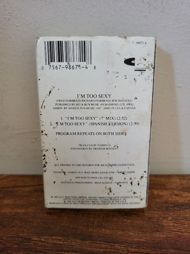 Right Said Fred I'm Too Sexy (1991, Cassette Single) 90s Pop Hit Tape Spanish - Picture 3 of 5
