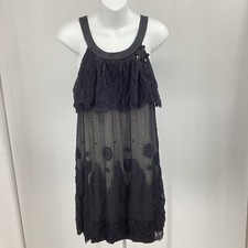 BCBG Max Azria Womens Sz S Black Nude Mesh Lace Sequin Silk Cocktail Party Dress
