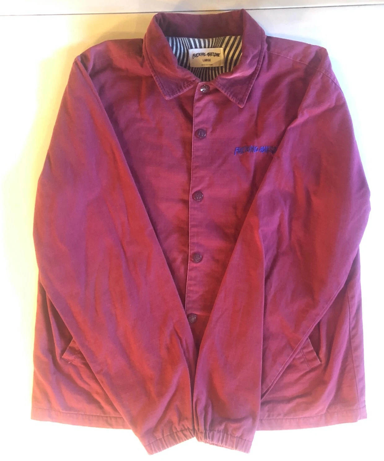 Vintage FA F*cking Awesome SH*T Cotton Ripstop Coach Jacket Size L Maroon 2015 - product detail image 2