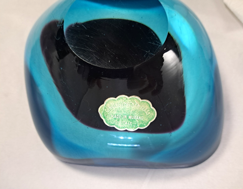 Italian Murano Blue & Purple Amethyst GEODE Sommerso Venetian Glass Bowl - Picture 7 of 8