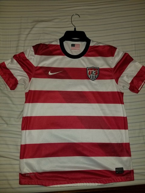 Nike 2012 USMNT USA Home Soccer Jersey Men's Striped Red White Sz Medium Waldo | eBay