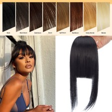 French Fringe Bangs Front Forehead Hairpiece Clip in Hair Extensions As Human