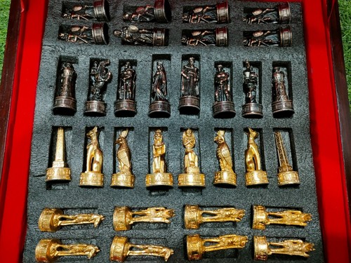 Chess Pieces Board Folding Wooden Game with Pieces in the Shape of Egyption - Picture 13 of 15