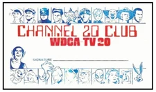 CHANNEL 20 CLUB - WDCA TV20 MEMBERSHIP CARD - VINTAGE REPRINT