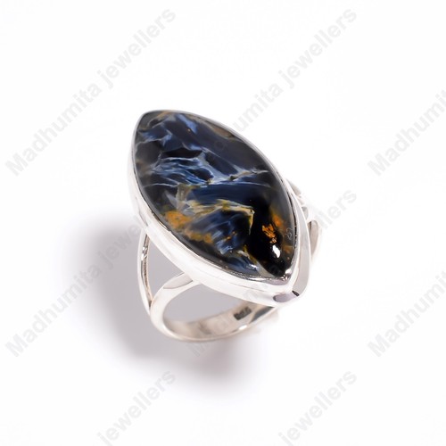 Natural Pietersite Gemstone Ring 925 Sterling Silver Indian Jewelry For Girls - Picture 3 of 5
