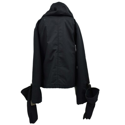 Chanel Sport Line Zip Up Hooded Jacket Black 02A #40 182199