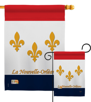 New Orleans Fleur De Lys Iris Quebec City French Catholic Garden House Yard Flag