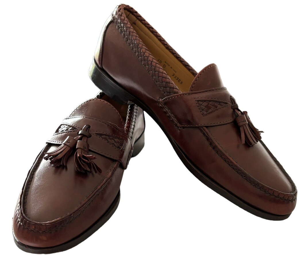 Allen Edmonds MAXFIELD Tassel Dress LOAFERS 10B BRAIDED LEATHER