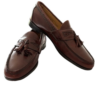 Allen Edmonds MAXFIELD Tassel Dress LOAFERS 10B BRAIDED LEATHER TRIM ITALY! Allen Edmonds MAXFIELD Brown Tassel Loafers 9.5D Braided  main image 2