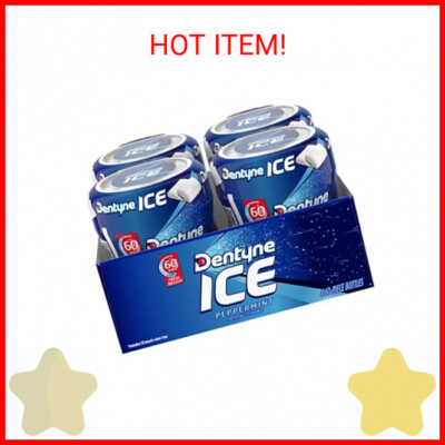 Dentyne Ice Peppermint Sugar Free Gum, 4 Bottles of 60 Pieces (240 Total Pieces)