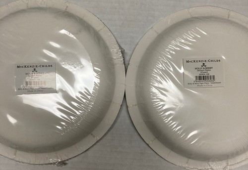 New MacKenzie Childs Holly & Berry Salad Dessert 20 Paper Plates 2 sets - Picture 5 of 6