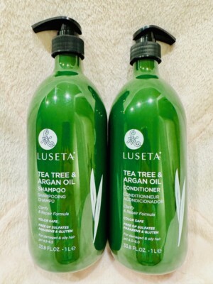 LUSETA Tea Tree & Argan Oil Shampoo & Conditioner Set for Damaged & Oily Hair