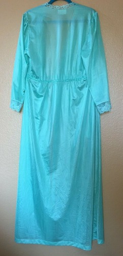 Vintage Montgomery Ward Medium Peignoir Robe Dressing Gown Nylon Sheer Lt. Green - Picture 6 of 8