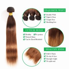 Straight Sew In Hair Weave Extension 100 Human Brown/Copper 4/30 One Ali Bundle