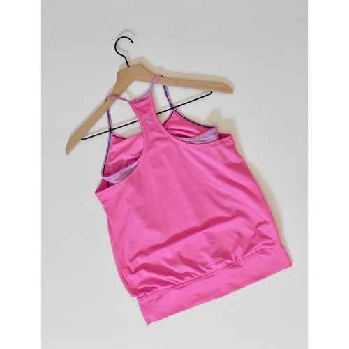 Girl’s IVIVVA by Lululemon Double Dutch Layered Pink Tank Built In Bra Size 12 - Picture 5 of 10