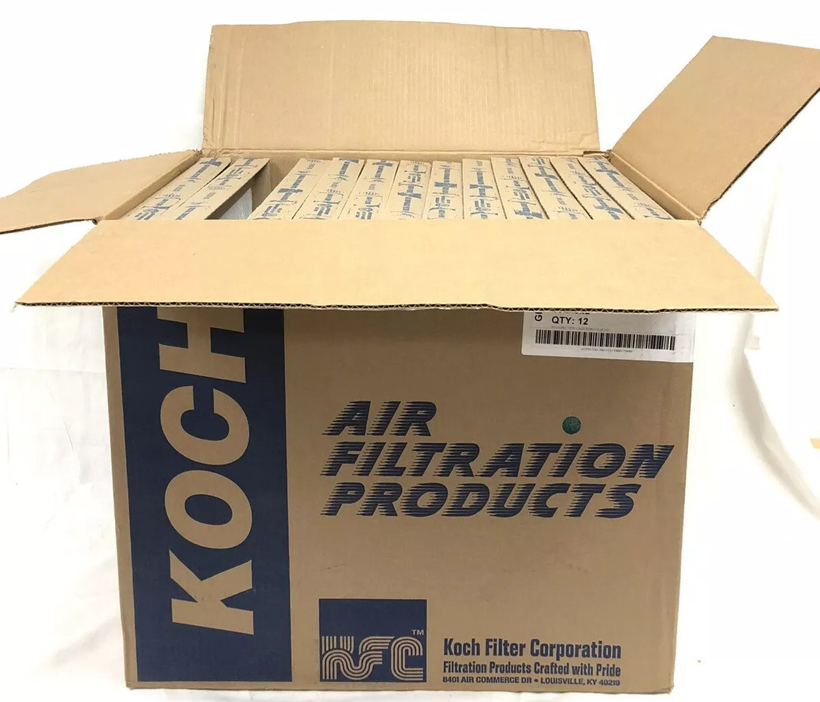 12 KOCH Fiberglass Panel Air Filters 276160200 16x20x2 New Open Box