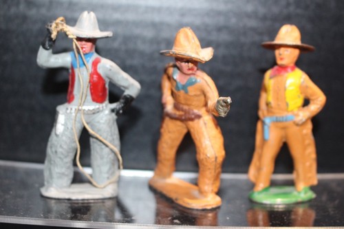 Vintage 1930s Barclay/Manoil Lead 3 Cowboys High Grade
