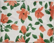 Peva Vinyl Flannel Back Tablecloth 52"x70" Oblong (4-6 ppl) ORANGE FLOWERS, BH 