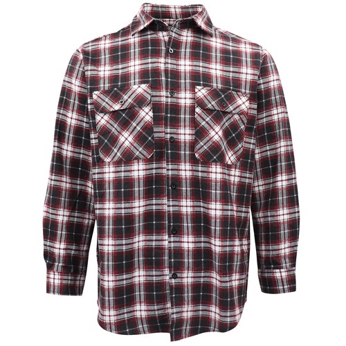 Men's 100% Cotton Flannelette Shirt Long Sleeve Plaid Check Flannel w Pockets - Picture 50 of 86
