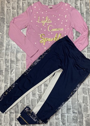 Girl's ZARA SPORT/ CREWCUTS Size 10, 11-12 Purple Star Top And Sports Leggings