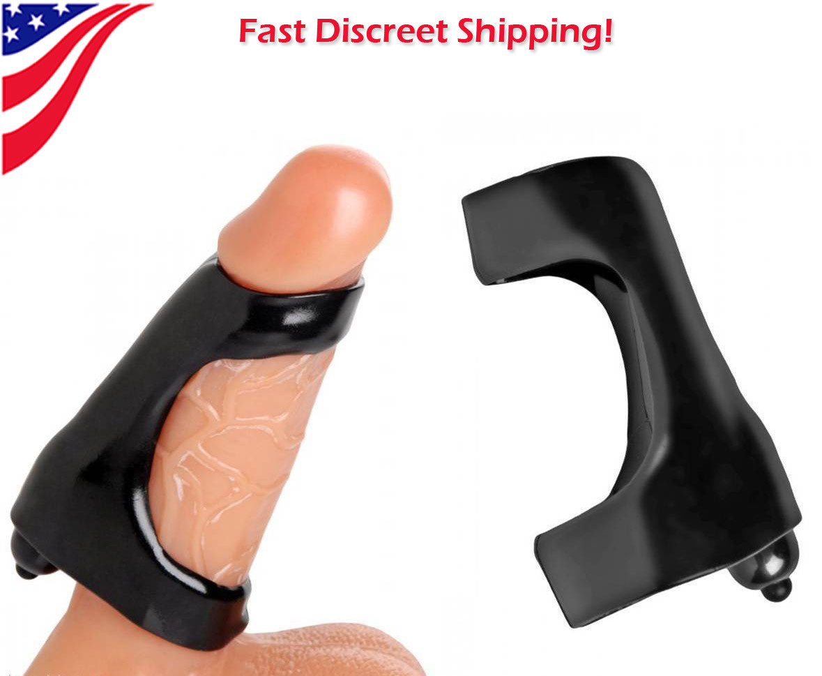 Vibrating Dual cock ring Stretchy penis-sleeve Girth Enlarger Bullet Clit  Vibe | eBay
