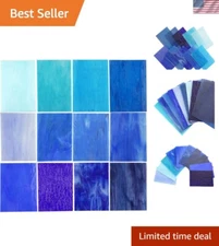 Creative Blue Mix Stained Glass Pack - 4 x 6 Inch Sheets, 10 Assorted Styles