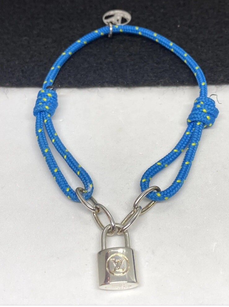 Louis Vuitton Sterling Silver Virgil Abloh Lockit Blue Cord