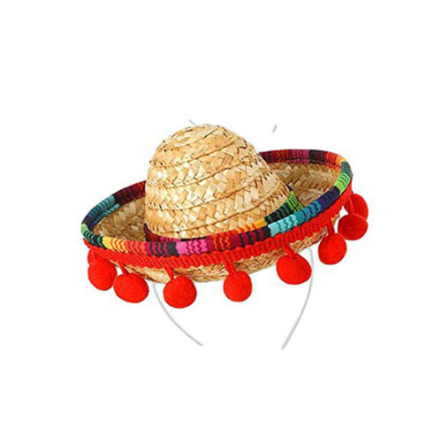 Sombrero Straw Mini Hat on Headband Mexican Spanish Ladies Fancy Dress Accessory - Picture 13 of 20